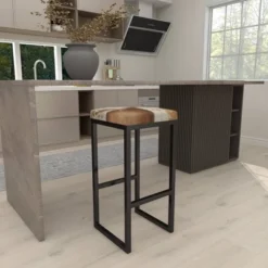 Industrial Cowhide And Metal Bar Height Stool Brown - Olivia & May -Olivia & May GUEST 2ad8f3cf 1431 4a1a a4d0 2b6899a367de