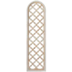 Wood Geometric Carved Trellis Wall Decor Brown - Olivia & May