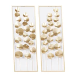 Metal Leaf Tall CutOut Wall Decor With Gold Frame Set Of 2 Gold - Olivia & May -Olivia & May GUEST 2b5e05dc efd0 4e72 8d08 f7b1009cc465