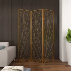 Glam Metal Geometric Room Divider Screen Gold - Olivia & May -Olivia & May GUEST 2b5e98e1 0f87 4d4f b70d fd3160f025ae