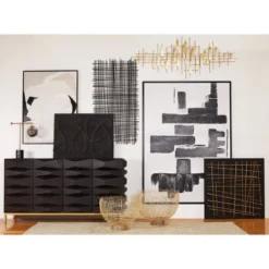 Metal Geometric Overlapping Lines Cross Hatch Wall Decor Black - Olivia & May -Olivia & May GUEST 2bef054f acca 4461 b7b2 b028719e68f5 1