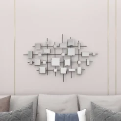 Glam Metal Abstract Wall Decor With Square Mirrored Accents Black - Olivia & May -Olivia & May GUEST 2c4e3b6d b8b6 4e29 a8a9 8bc079c327aa