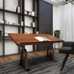 Industrial Teak Wood Console Table Brown - Olivia & May -Olivia & May GUEST 2c879e62 c9e4 402b 83e3 663b4be8d6e0