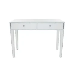 Glam Mirror And Wood Console Table Desk Silver - Olivia & May