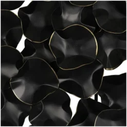Metal Abstract Overlapping Folded Circle Wall Decor With Gold Accent Black - Olivia & May