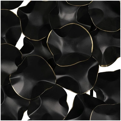 Metal Abstract Overlapping Folded Circle Wall Decor With Gold Accent Black - Olivia & May 3 Metal Abstract Overlapping Folded Circle Wall Decor With Gold Accent Black - Olivia & May