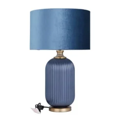 Fabric Table Lamp With Drum Shade Blue - Olivia & May -Olivia & May GUEST 2e08e7ef eb74 4f4c b854 f146d7bc23a4