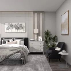 Glass Table Lamp With Drum Shade Silver - Olivia & May -Olivia & May GUEST 2e4dc6a2 0a7a 445d a305 7bc5d8db1fc9