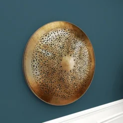 Metal Plate Wall Decor With Moroccan Pattern Gold - Olivia & May -Olivia & May GUEST 2e6b3a59 8679 4fef 8d02 624771606d2f