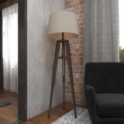 Industrial Wood Floor Lamp Black - Olivia & May -Olivia & May GUEST 2e73f070 a9aa 45c7 8806 9a855b4d8f7c