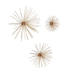 Contemporary Metal Starburst 3D Wall Decor Set Of 3 Gold - Olivia & May -Olivia & May GUEST 2e95a390 e47e 4462 a2fb bd12547d8e53