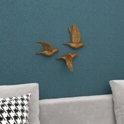 Resin Bird Metallic 3D Sculpted Wall Decor Set Of 3 Gold - Olivia & May -Olivia & May GUEST 2ee18415 a694 405e b8f6 bddd77062f61