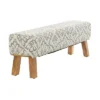Bohemian Wood Upholstered Fabric Bench Large Cream - Olivia & May -Olivia & May GUEST 2f06c94a 52fa 40b4 85ca b885856a7da4