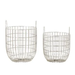 Set Of 2 Contemporary Iron Storage Baskets Silver - Olivia & May -Olivia & May GUEST 2fa32b3a 871a 48a8 b36b 9f2db23e9dec