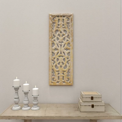 Wood Floral Handmade Intricately Carved Wall Decor - Olivia & May 19 Wood Floral Handmade Intricately Carved Wall Decor - Olivia & May - Image 17