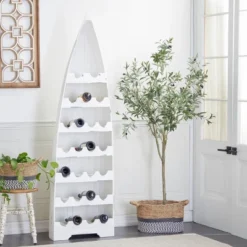 Coastal Wood Standing Wine Rack White - Olivia & May