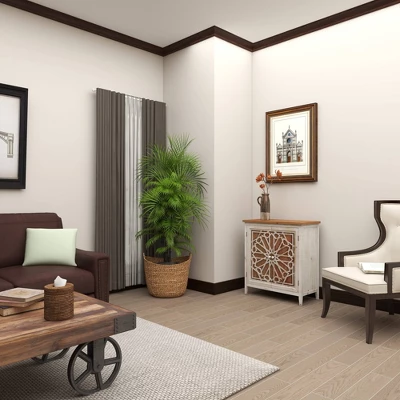 Natural Geometric Patterned Wood Cabinet Brown - Olivia & May 12 Natural Geometric Patterned Wood Cabinet Brown - Olivia & May - Image 10