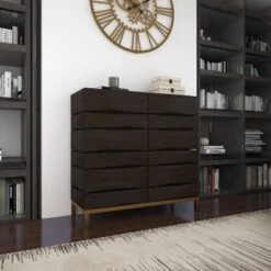 Contemporary Bold Facet Carved Wood Side Cabinet Brown - Olivia & May -Olivia & May GUEST 3032faff 8dec 452e a2fd 9268f1964fdd