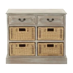 Wood Storage Accent Chest 4 Wicker Basket Drawers Taupe - Olivia & May -Olivia & May GUEST 30914518 1562 4b1e 80f9 02415549bd10