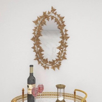 Glam Metal Butterfly Wall Mirror Gold - Olivia & May 16 Glam Metal Butterfly Wall Mirror Gold - Olivia & May - Image 14