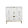 Contemporary Carved Woven Pattern 3 Drawer Wood Cabinet White - Olivia & May