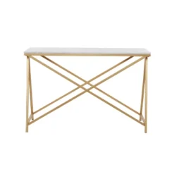 Contemporary Metal Console Table White - Olivia & May: Gold Frame, Marble Top, Entryway/Hallway Furniture -Olivia & May GUEST 322ac836 406a 4554 8617 da0b24ae07bb