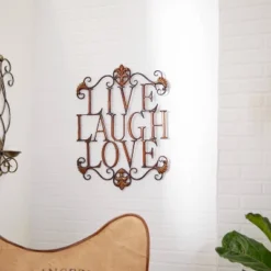 28" X 21" Traditional Metal Live Laugh Love Wall Décor Brown - Olivia & May -Olivia & May GUEST 323d1c83 61e3 4d95 bfe8 5f528542ba7b