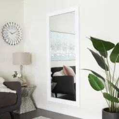 Contemporary Wood Rectangle Wall Mirror White - Olivia & May