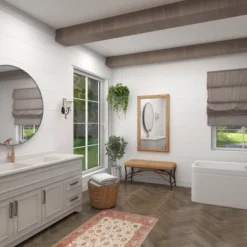 Bohemian Wood Beaded Frame Wall Mirror With Distressing Light Brown - Olivia & May -Olivia & May GUEST 327777fd 0ad3 4883 829c b8d535920199