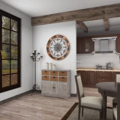 Wood Scroll Arabesque Wall Decor With Metal Fleur De Lis Relief Brown - Olivia & May -Olivia & May GUEST 3294df05 22b1 4c3f a5bb a186ce56d639