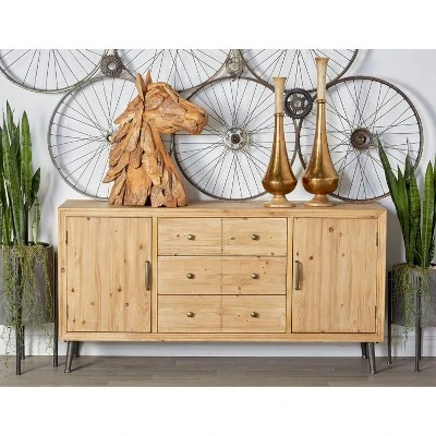 Modern Wood Sideboard Buffet Light Brown - Olivia & May 3 Modern Wood Sideboard Buffet Light Brown - Olivia & May