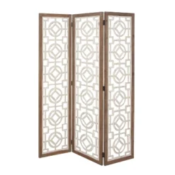 Farmhouse Wood Patterned Room Divider Screen White - Olivia & May -Olivia & May GUEST 34005439 408f 4c6a 93e7 3cafeb52654a