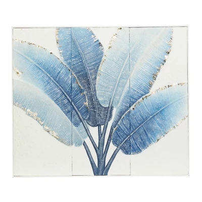 Metal Leaf Handmade Palm Wall Decor With White Backing Blue - Olivia & May 6 Metal Leaf Handmade Palm Wall Decor With White Backing Blue - Olivia & May - Image 4