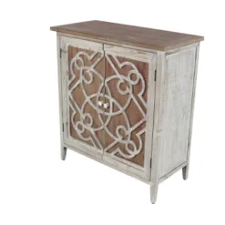Natural Wood Cabinet With Trellis Doors Light Brown - Olivia & May -Olivia & May GUEST 3441f715 1675 4cfc adf8 b27bae7e1bf4