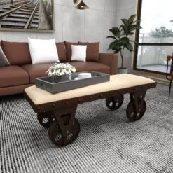 Industrial Wood Bench Brown - Olivia & May -Olivia & May GUEST 3465ec95 bcae 4977 a315 98ddee9d195f