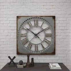 Metal Wall Clock With Distressing Gray - Olivia & May -Olivia & May GUEST 346a3103 7734 4e0e a964 45056c98fdb4