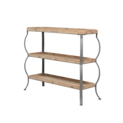 Rustic Metal Console Table With Shelves Brown - Olivia & May -Olivia & May GUEST 34aa6d39 c84e 4247 bb57 6184c09eedf3