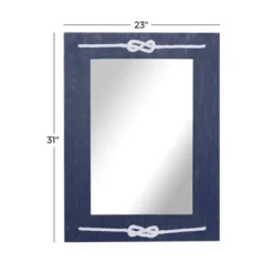 Wood Wall Mirror With Knot Detailing Blue - Olivia & May -Olivia & May GUEST 34d5961d b858 4a1e 8944 0373ffa14c57
