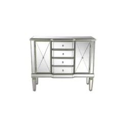 Glam Mirrored Rectangular Storage Cabinet Silver - Olivia & May -Olivia & May GUEST 35009014 7b7d 4a5b 9914 4f76598c1f48