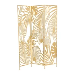 Glam Metal Palms Room Divider Screen Gold - Olivia & May