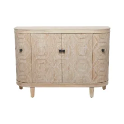 Traditional Carved Wood Curved Cabinet Brown - Olivia & May