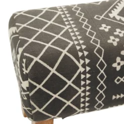 Bohemian Wood Upholstered Fabric Bench Small Black - Olivia & May -Olivia & May GUEST 35c7cb8f 4a9e 42d4 a92c 8e31f9e4370a