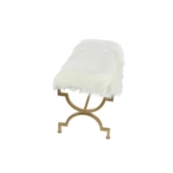 Faux Fur Cushion Bench White - Olivia & May -Olivia & May GUEST 35cdf7b5 f4af 4682 95a2 82091691321e