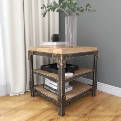Industrial 3 Tier Side Table Brown - Olivia & May -Olivia & May GUEST 366eb56b 2dfe 44dc bd95 c8a7a839475f