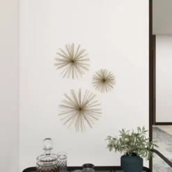 Contemporary Metal Starburst 3D Wall Decor Set Of 3 Gold - Olivia & May -Olivia & May GUEST 367e308d 128b 4f26 b7ec e13507d29215