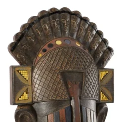 24" X 12" Polystone Mask Primitive African Sculpture Brown - Olivia & May -Olivia & May GUEST 369c5511 78dc 4744 896a f7fe19df97b3