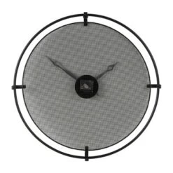 Olivia & May 24"x24" Metal Minimalistic Wall Clock With Mesh Backing Black - : Silent Mechanism, Keyhole Hanging, Industrial Decor -Olivia & May GUEST 369f8c2c d367 4f5d a8f1 a25d6b32b832