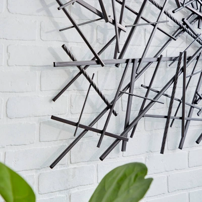 Metal Geometric Overlapping Lines Wall Decor Dark Gray - Olivia & May 5 Metal Geometric Overlapping Lines Wall Decor Dark Gray - Olivia & May - Image 3