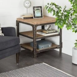 Industrial 3 Tier Side Table Brown - Olivia & May -Olivia & May GUEST 36f45fc9 762d 42bb 8d62 689775a4cc57
