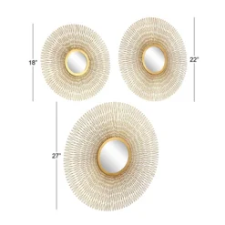 Metal Sunburst Round Wall Decor With Mirror Accent Set Of 3 Gold - Olivia & May -Olivia & May GUEST 3720b640 4bc2 4baf ae7e 2c3c6bbddea9